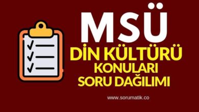 2020 MSÜ Din Kültürü ve Ahlak Bilgisi Sınavı Konuları ve Soru Dağılımı [ÖSYM]